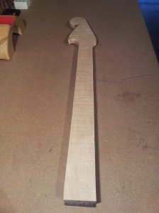 Rough cut neck ready for profiling and sanding.